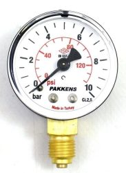 PAKKENS Alt Bağlantılı Manometre Ø40 mm 10 Bar 1/8”