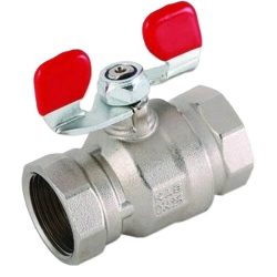 KONSAN Kırmızı Kelebek Kollu Pirinç Küresel Vana 1/2” PN16