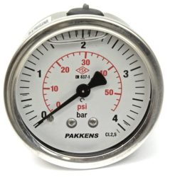 PAKKENS Arka Bağlantılı Gliserinli Manometre Ø63 mm 0-4 Bar 1/4”