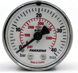 PAKKENS Arka Bağlantılı Gliserinli Manometre Ø63 mm 0-40 Bar