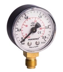 PAKKENS Alt Bağlantılı Manometre Ø40 mm 2,5 Bar 1/8”