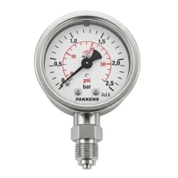 PAKKENS Alt Bağlantılı Paslanmaz Manometre Ø160 mm 2,5 Bar